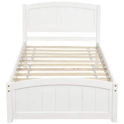 Twin Size White Pine Platform Bed Frame with Wood Slat, Wood Bed Frame with Headboard and Footboard by ANBAZAR 11 Twin Size White Pine Platform Bed Frame with Wood Slat, Wood Bed Frame with Headboard and Footboard by ANBAZAR -ANBAZAR Sales white anbazar kids beds 00333anna 4f 1000