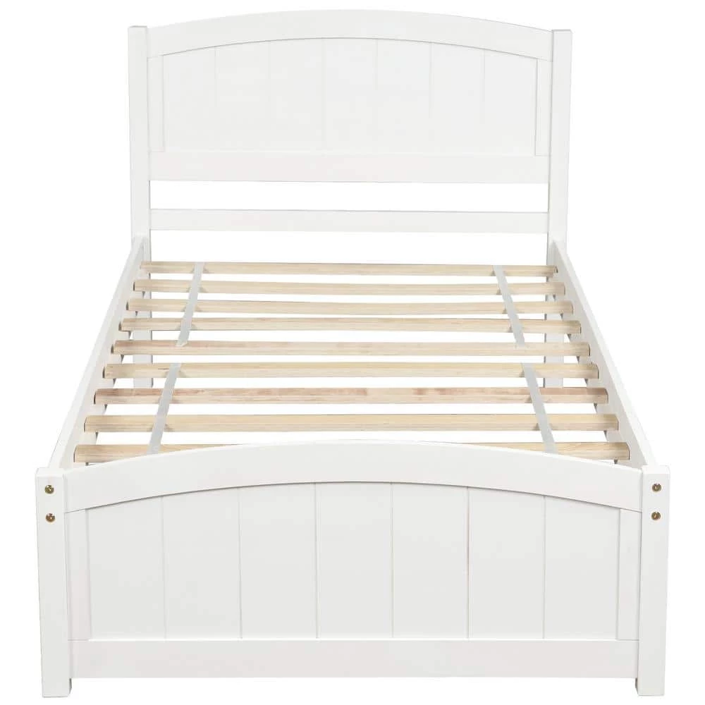 Twin Size White Pine Platform Bed Frame with Wood Slat, Wood Bed Frame with Headboard and Footboard by ANBAZAR 4 Twin Size White Pine Platform Bed Frame with Wood Slat, Wood Bed Frame with Headboard and Footboard by ANBAZAR - Image 4