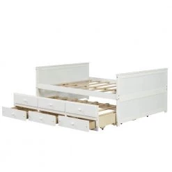 White Full Size Kids Captain's Bed Platform Bed with Trundle Bed Wood Storage Full Daybed with 3-Storage Drawers by ANBAZAR 14 White Full Size Kids Captain's Bed Platform Bed with Trundle Bed Wood Storage Full Daybed with 3-Storage Drawers by ANBAZAR -ANBAZAR Sales white anbazar kids beds 01573anna w 44 1000