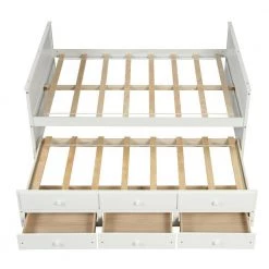 White Full Size Kids Captain's Bed Platform Bed with Trundle Bed Wood Storage Full Daybed with 3-Storage Drawers by ANBAZAR 16 White Full Size Kids Captain's Bed Platform Bed with Trundle Bed Wood Storage Full Daybed with 3-Storage Drawers by ANBAZAR -ANBAZAR Sales white anbazar kids beds 01573anna w 76 1000