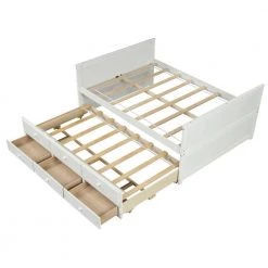 White Full Size Kids Captain's Bed Platform Bed with Trundle Bed Wood Storage Full Daybed with 3-Storage Drawers by ANBAZAR 15 White Full Size Kids Captain's Bed Platform Bed with Trundle Bed Wood Storage Full Daybed with 3-Storage Drawers by ANBAZAR -ANBAZAR Sales white anbazar kids beds 01573anna w fa 1000