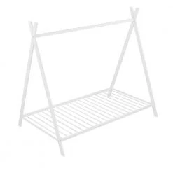 Metal Floor Play House Bed with Slat House Bed Tent Bed Frame Twin Size for Kids Girls Boys, No Box Spring Needed White by ANBAZAR -ANBAZAR Sales white anbazar kids beds liner11 c 1f 1000