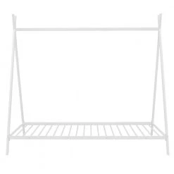 Metal Floor Play House Bed with Slat House Bed Tent Bed Frame Twin Size for Kids Girls Boys, No Box Spring Needed White by ANBAZAR -ANBAZAR Sales white anbazar kids beds liner11 c 44 1000
