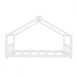 Twin Size House Bed Wood Bed White by ANBAZAR -ANBAZAR Sales white anbazar kids beds liner14 a c3 1000