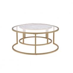 Elegant Faux Marble & Gold Nesting Table Set, with Gold Metal Frame and Faux Marble Top by ANBAZAR -ANBAZAR Sales white anbazar nesting tables d 001319 j 1f 1000