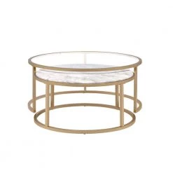 Elegant Faux Marble & Gold Nesting Table Set, with Gold Metal Frame and Faux Marble Top by ANBAZAR -ANBAZAR Sales white anbazar nesting tables d 001319 j 31 1000