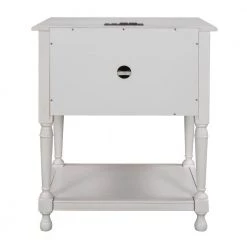 Modern White Nightstand Side Table with USB Ports and Power Outlet, Bedside Sofa Table End Table with Cabinet and Shelf by ANBAZAR -ANBAZAR Sales white anbazar nightstands 01665anna k c3 1000