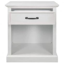 Solid Wood 1-Drawer White Nightstand with Open Shelf, Modern Nightstand Bedside Table End Table 21.3''L*15.9''W*26''H by ANBAZAR -ANBAZAR Sales white anbazar nightstands 01732anna k 44 1000
