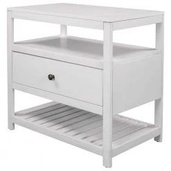 Solid Wood 1-Drawer White Nightstand with 2 Open Shelves, Modern Nightstand Bedside Table End Table 26''L*15''W*25.2''H by ANBAZAR -ANBAZAR Sales white anbazar nightstands 01734anna k 44 1000