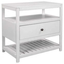 Solid Wood 1-Drawer White Nightstand with 2 Open Shelves, Modern Nightstand Bedside Table End Table 26''L*15''W*25.2''H by ANBAZAR -ANBAZAR Sales white anbazar nightstands 01734anna k 4f 1000