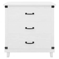 White 3-Drawer Rectangle Nightstand 27.4''L*15.7''W*27.9''H, Wooden Bedside Cabinet Bedside Table End Table for Bedroom by ANBAZAR -ANBAZAR Sales white anbazar nightstands 01741anna k 4f 1000