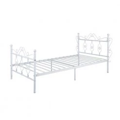 White Bed Frame, Twin size Platform Bed, Frame Bed with High Headboard and Footboard, Metal Tube, No Box Spring by ANBAZAR -ANBAZAR Sales white anbazar platform beds wjz 131 a0 1000