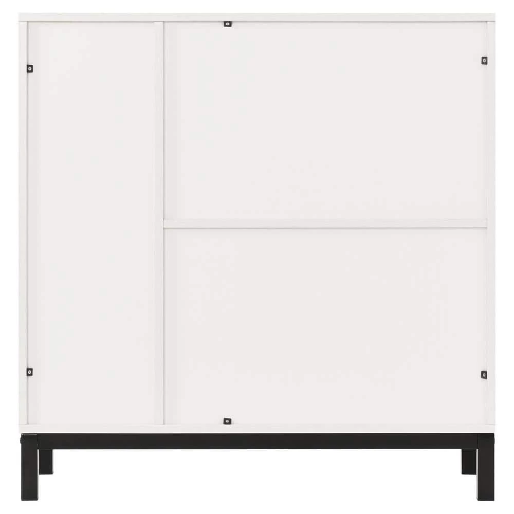 Wooden Sideboard Cabinet Buffet Bar Cabinet Storage with 8-Bottle Wine Rack Liquor Cabinet for Kitchen, White by ANBAZAR 3 Wooden Sideboard Cabinet Buffet Bar Cabinet Storage with 8-Bottle Wine Rack Liquor Cabinet for Kitchen, White by ANBAZAR - Image 3