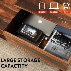 Wood Lift Top Coffee Table with Hidden Compartment and Adjustable Storage Shelf, Lift Tabletop Dining Table, Oak by ANBAZAR -ANBAZAR Sales wood grain anbazar coffee tables d 001266 o 44 1000