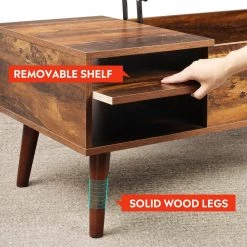 Wood Lift Top Coffee Table with Hidden Compartment and Adjustable Storage Shelf, Lift Tabletop Dining Table, Oak by ANBAZAR -ANBAZAR Sales wood grain anbazar coffee tables d 001266 o 4f 1000