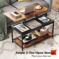 Lift Top Coffee Table with Storage Shelf and 2 Hidden Drawer Compartment for Living Room by ANBAZAR 17 Lift Top Coffee Table with Storage Shelf and 2 Hidden Drawer Compartment for Living Room by ANBAZAR -ANBAZAR Sales wood grain anbazar coffee tables d 001306 j 31 1000