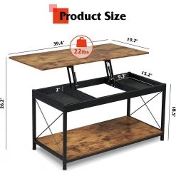 Lift Top Coffee Table with Storage Shelf and 2 Hidden Drawer Compartment for Living Room by ANBAZAR 14 Lift Top Coffee Table with Storage Shelf and 2 Hidden Drawer Compartment for Living Room by ANBAZAR -ANBAZAR Sales wood grain anbazar coffee tables d 001306 j 44 1000