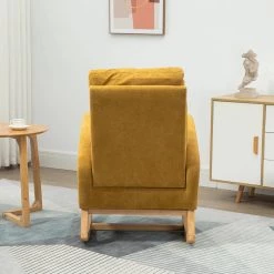 Yellow Fabric Upholstery Rocking Accent Arm Chair (Set of 1), Solid Wood Frame Arm Chair with Rocking Legs by ANBAZAR -ANBAZAR Sales yellow anbazar accent chairs 02597anna y 4f 1000