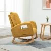 Yellow Fabric Upholstery Rocking Accent Arm Chair (Set of 1), Solid Wood Frame Arm Chair with Rocking Legs by ANBAZAR