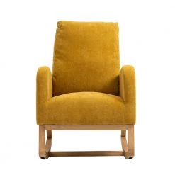Yellow Fabric Upholstery Rocking Accent Arm Chair (Set of 1), Solid Wood Frame Arm Chair with Rocking Legs by ANBAZAR -ANBAZAR Sales yellow anbazar accent chairs 02597anna y c3 1000