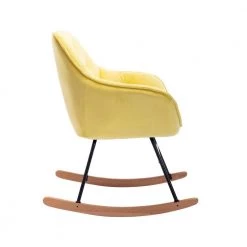 Yellow Velvet Upholstered Rocking Accent Arm Chair (Set of 1), Wood Frame Upholstered Arm Chair with Rocking Legs by ANBAZAR -ANBAZAR Sales yellow anbazar accent chairs 02627anna y 44 1000