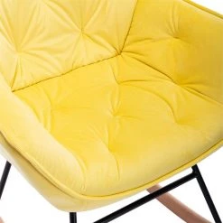 Yellow Velvet Upholstered Rocking Accent Arm Chair (Set of 1), Wood Frame Upholstered Arm Chair with Rocking Legs by ANBAZAR -ANBAZAR Sales yellow anbazar accent chairs 02627anna y 76 1000