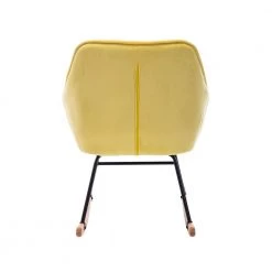 Yellow Velvet Upholstered Rocking Accent Arm Chair (Set of 1), Wood Frame Upholstered Arm Chair with Rocking Legs by ANBAZAR -ANBAZAR Sales yellow anbazar accent chairs 02627anna y fa 1000