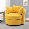 Yellow Linen Fabric Upholstery Barrel Arm Chair (Set of 1), Accent Upholstered Leisure Barrel Chair by ANBAZAR
