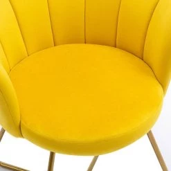 20" Wide Modern Velvet Upholstered Chair,Arm Chir with Backrest ,Metal Leg, Stylish Casual Comfort,Set of 2 ,Yellow by ANBAZAR -ANBAZAR Sales yellow anbazar accent chairs gj 067 yellow 4f 1000
