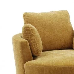 Tufted Swivel Barrel Chair, Circular Swivel Barrel Chair,360°Swivel Chair with 3 Pillow,Living Room Accent Chair,Mustard by ANBAZAR -ANBAZAR Sales yellow anbazar accent chairs wjz 091d fa 1000